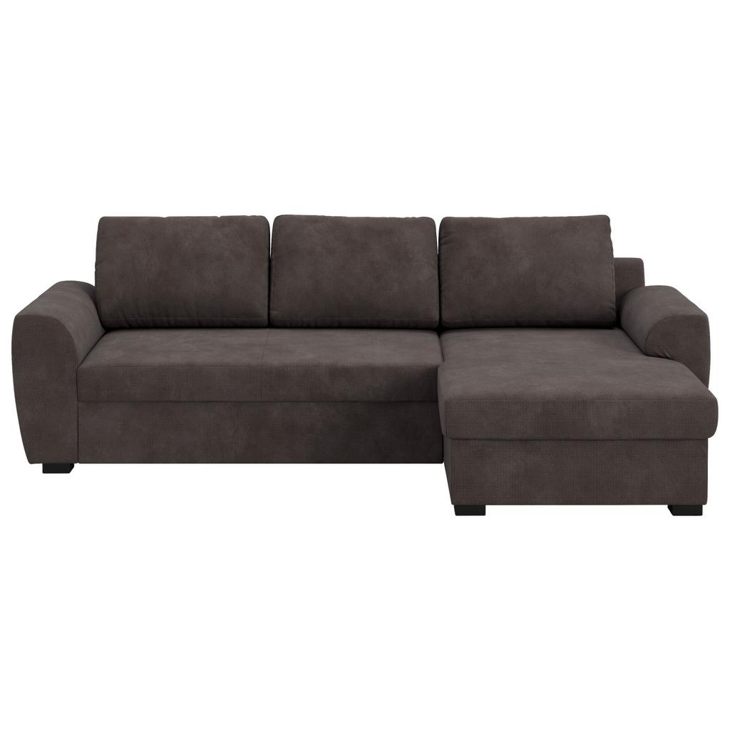 Ecksofa mit Bettfunktion Chenille schwarz, B: 253cm