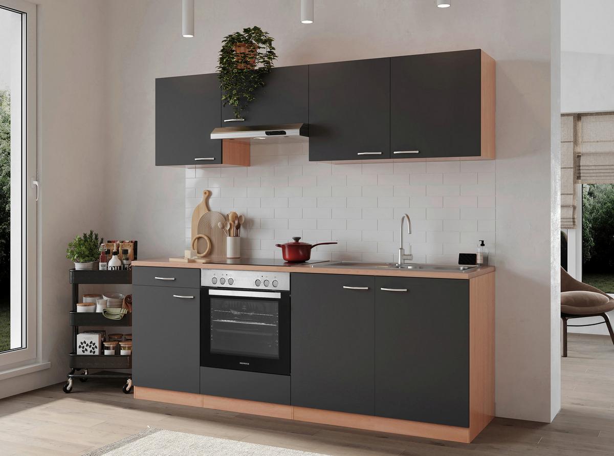 Küchenblock Gerda Küchenblock 210 Cm - Buchefarben/Grau, Basics, Holzwerkstoff (210cm) - Respekta