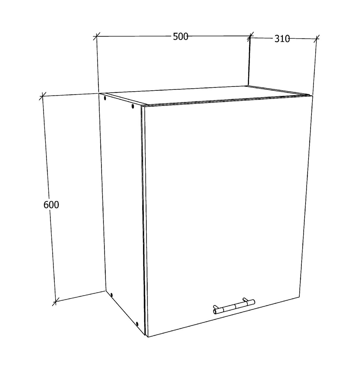 Küchenoberschrank Esilo B: 50 Cm Weiß - Weiß, KONVENTIONELL, Holzwerkstoff (50/60/31cm) - MID.YOU