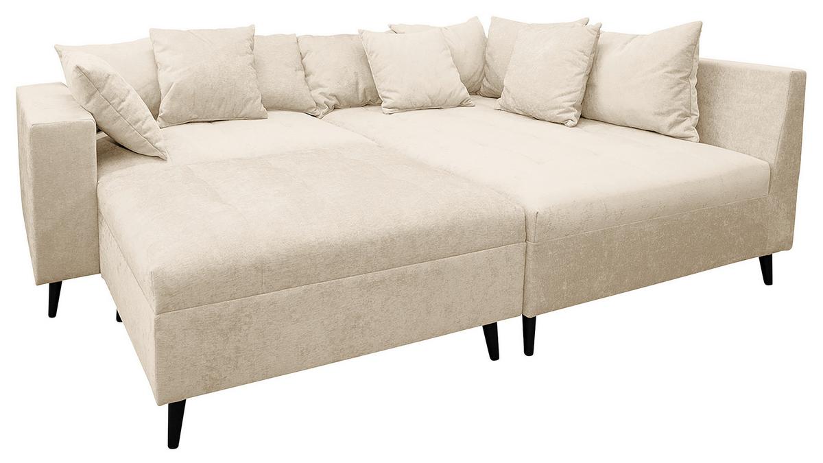 Ecksofa Pruno, Beige S: 247x174 Cm - Beige/Schwarz, Design, Textil (247/174cm) - MID.YOU