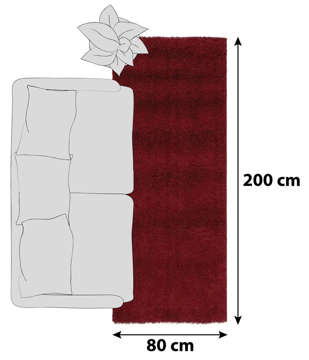 Hochflorteppich Fashion Shaggy Rot 80x200 cm - Rot, Basics, Textil (80/200cm) - Novel