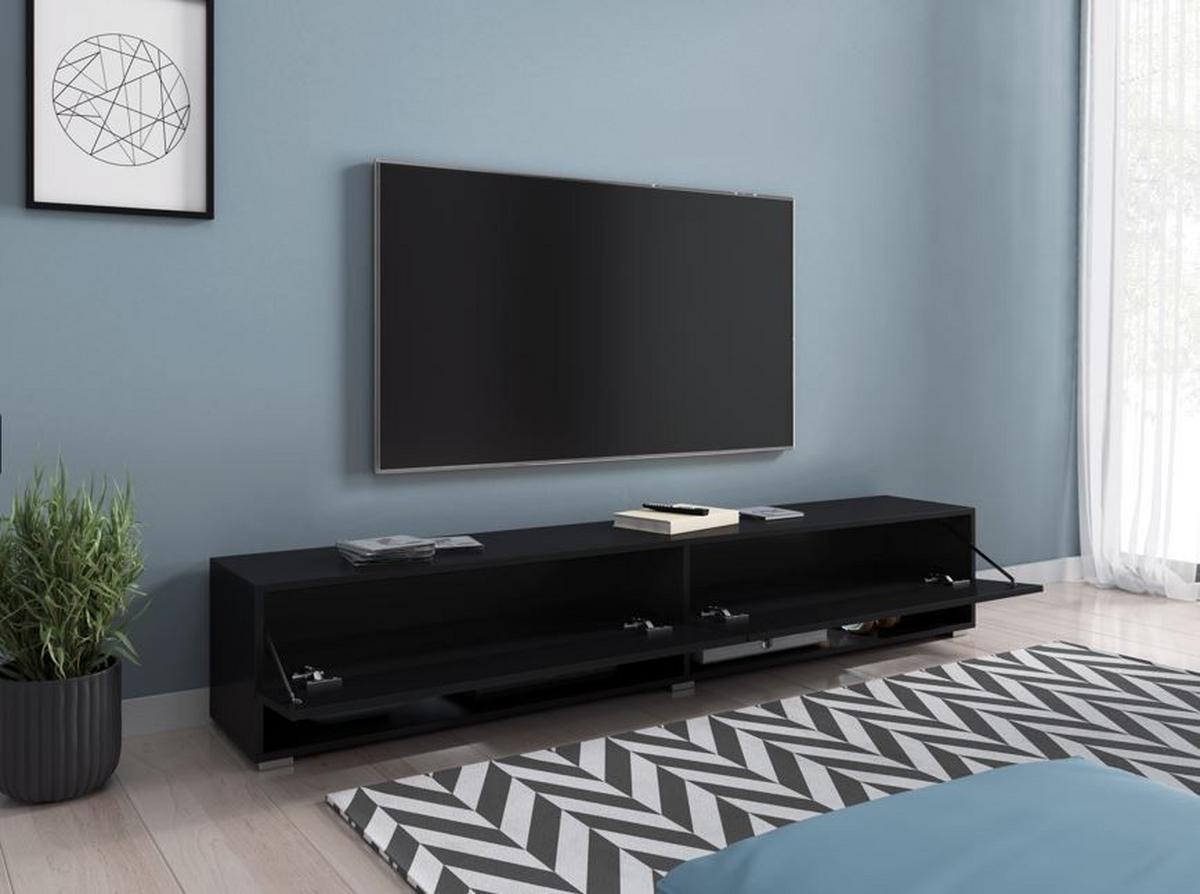 Nízka komoda čierna/grafit vr. LED - čierna/sivá, Lifestyle, kompozitné drevo/plast (180/30/32cm) - P & B