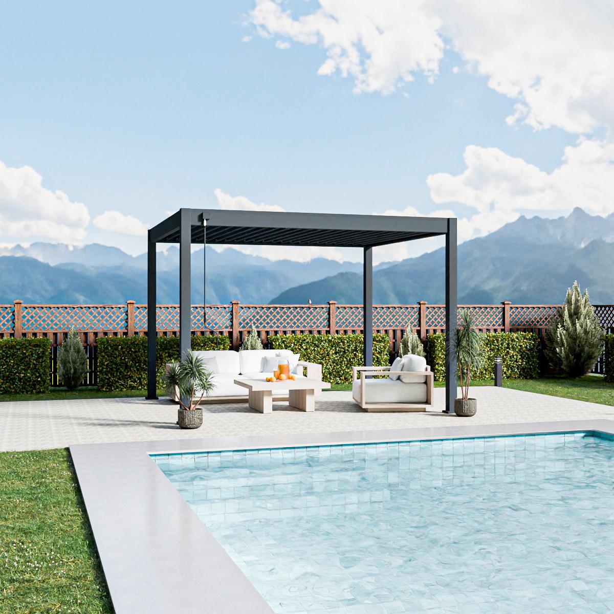 Pergola 300x360 Cm Wetterbeständig, Graphitfarben - Graphitfarben, Basics, Metall (300/360/255cm)