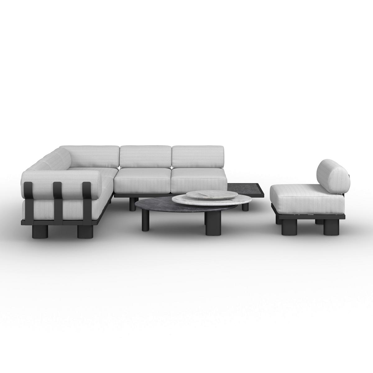 TERASOVÁ SEDACIA SÚPRAVA LUMEA - sivá/svetlosivá, Modern, kov/textil - Bessagi Garden