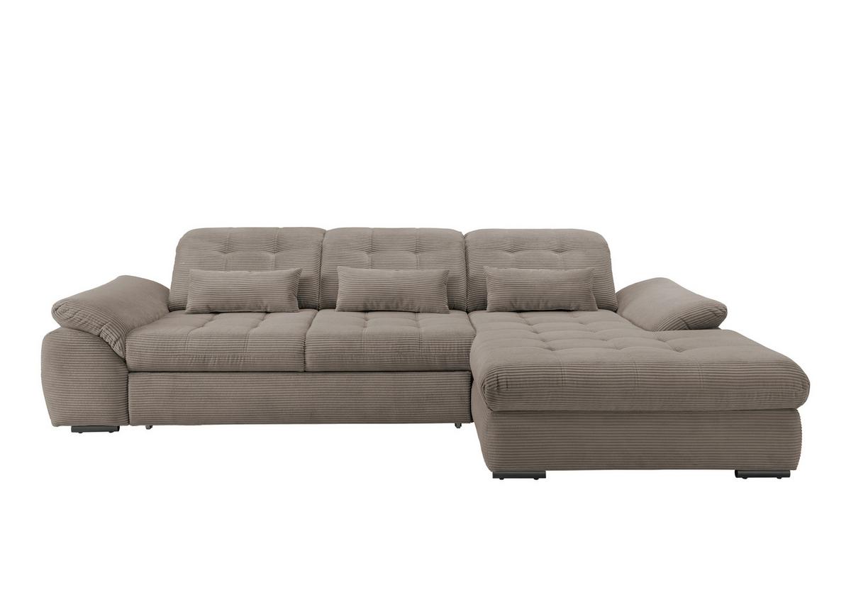Ecksofa mit Bettkasten Rigatti Graubraun S: 314x184cm - Graubraun/Schwarz, MODERN, Textil (314/184cm) - Livetastic