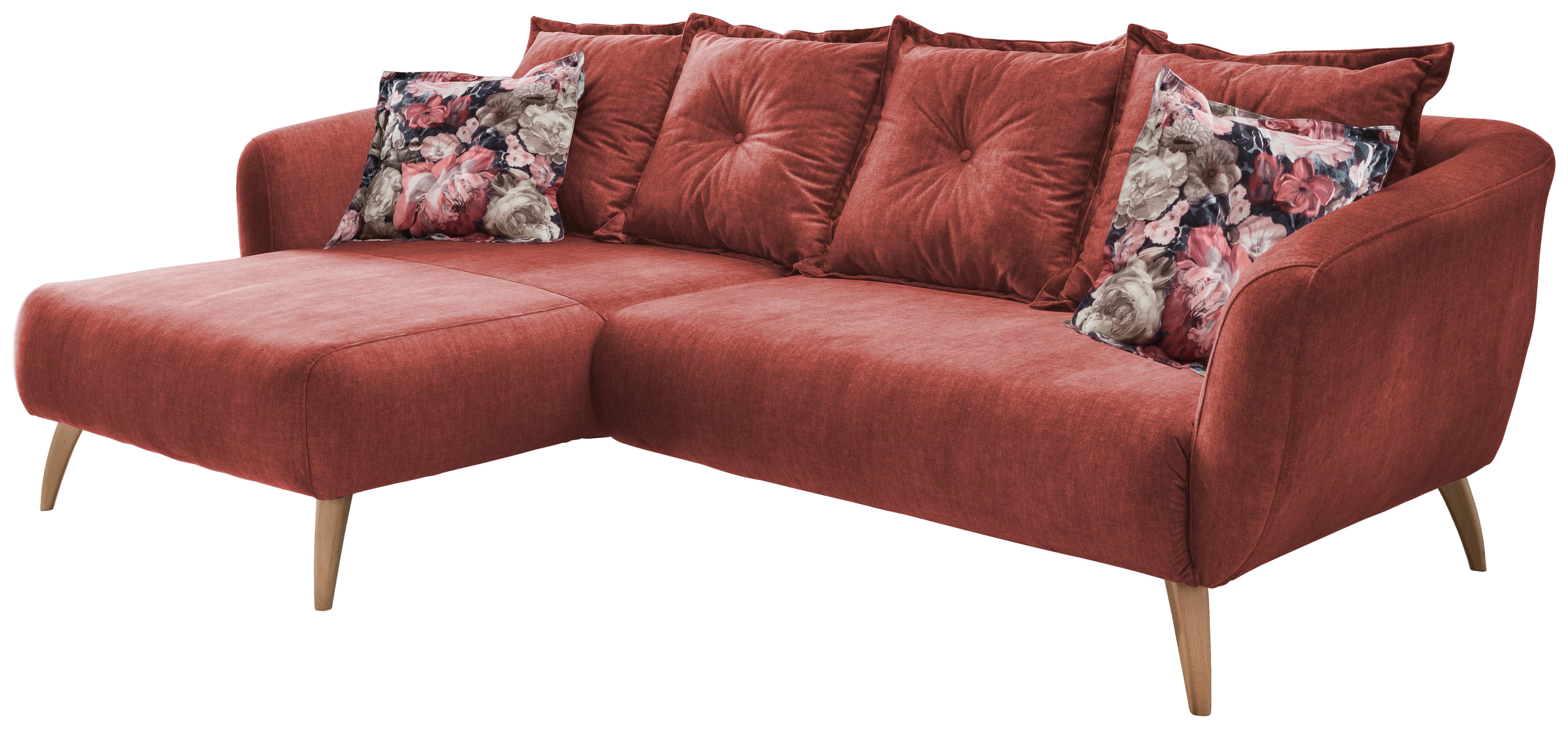 Ecksofa Baggio Koralle S: 162/277 cm - Koralle/Buchefarben, MODERN, Holz/Textil (162/277cm) - Livetastic