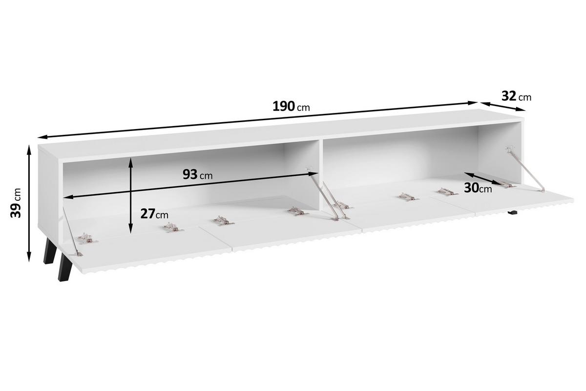 Nízka komoda PHUKET š: 190 cm - čierna/biela, Design, kompozitné drevo/plast (190/42/32,5cm) - Livetastic