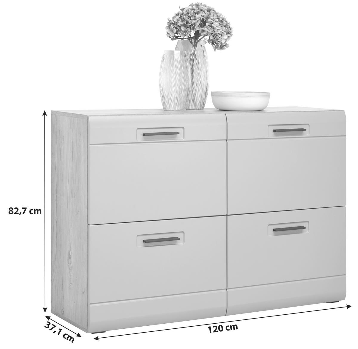 Schuhschrank Auris Basalt/ Eiche Dekor B: 120 Cm - Eichefarben/Grau, MODERN (120/82,7/37,1cm) - Luca Bessoni