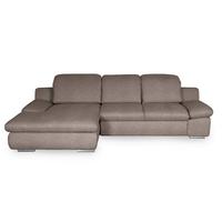 Ecksofa Isona Taupe Chenille - Taupe/Chromfarben, Design, Textil (165/286cm) - Livetastic
