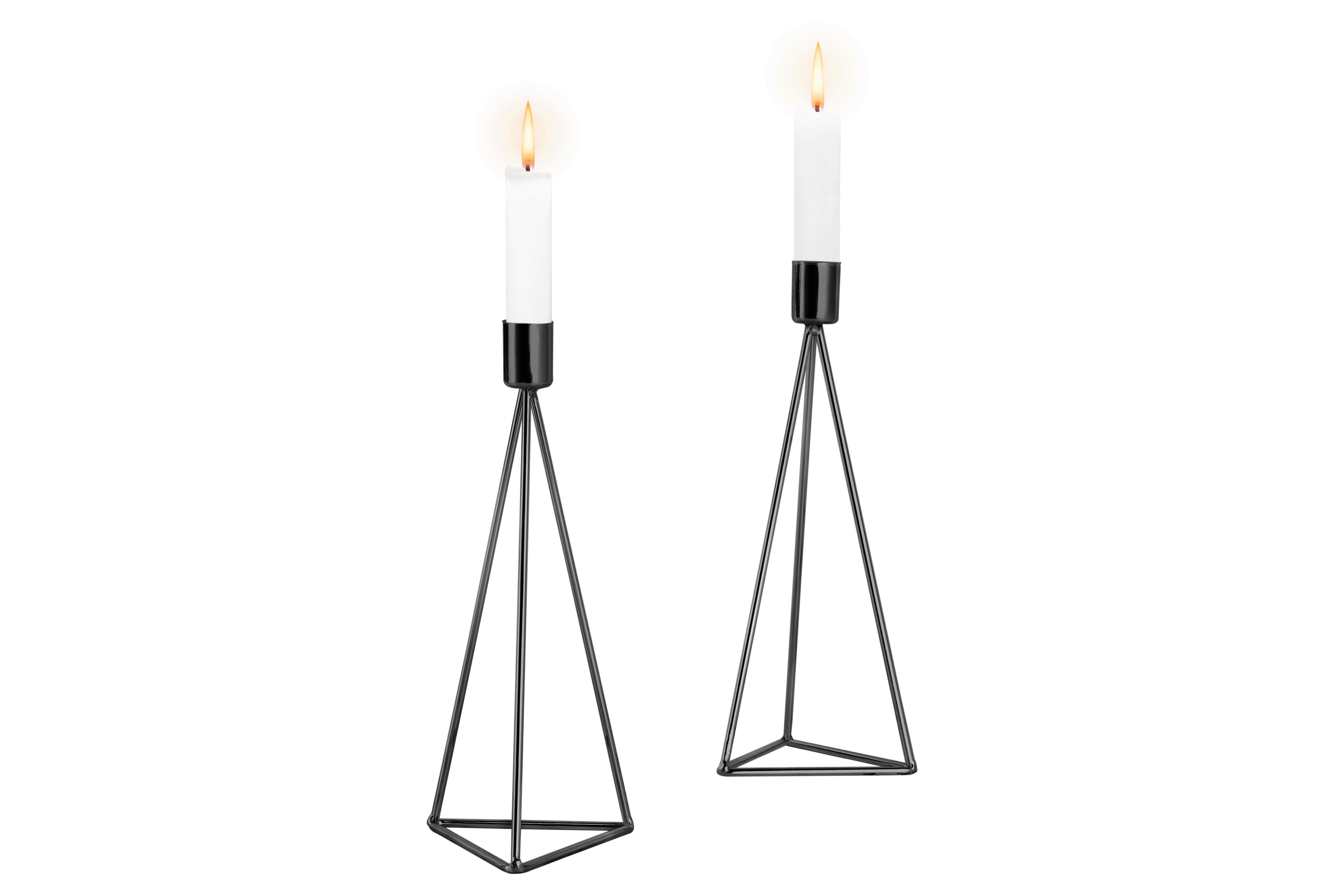 Kerzenständer-Set Eisen für Stabkerzen 2-teilig - Schwarz, Basics, Metall (9,5/24,2cm) - Echtwerk