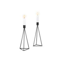 Kerzenständer-Set Eisen für Stabkerzen 2-teilig - Schwarz, Basics, Metall (9,5/24,2cm) - Echtwerk