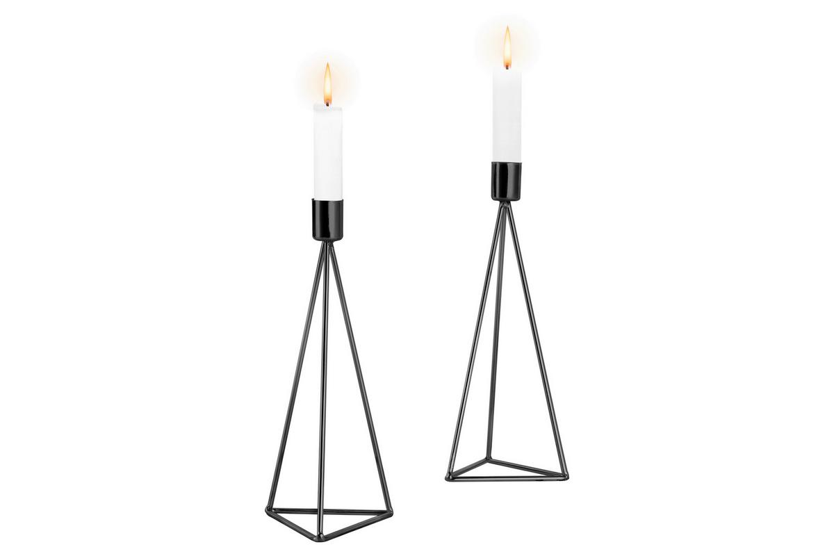 Kerzenständer-Set Eisen für Stabkerzen 2-teilig - Schwarz, Basics, Metall (9,5/24,2cm) - Echtwerk