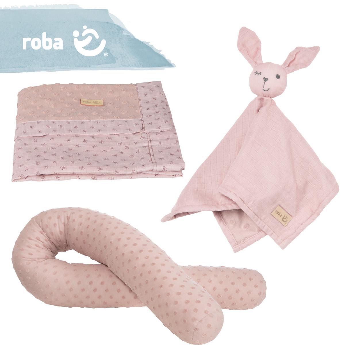 Geschenkset rosa/Mauve Kuscheln & Spielen 3-Teilig. - Altrosa, MODERN, Textil - Roba