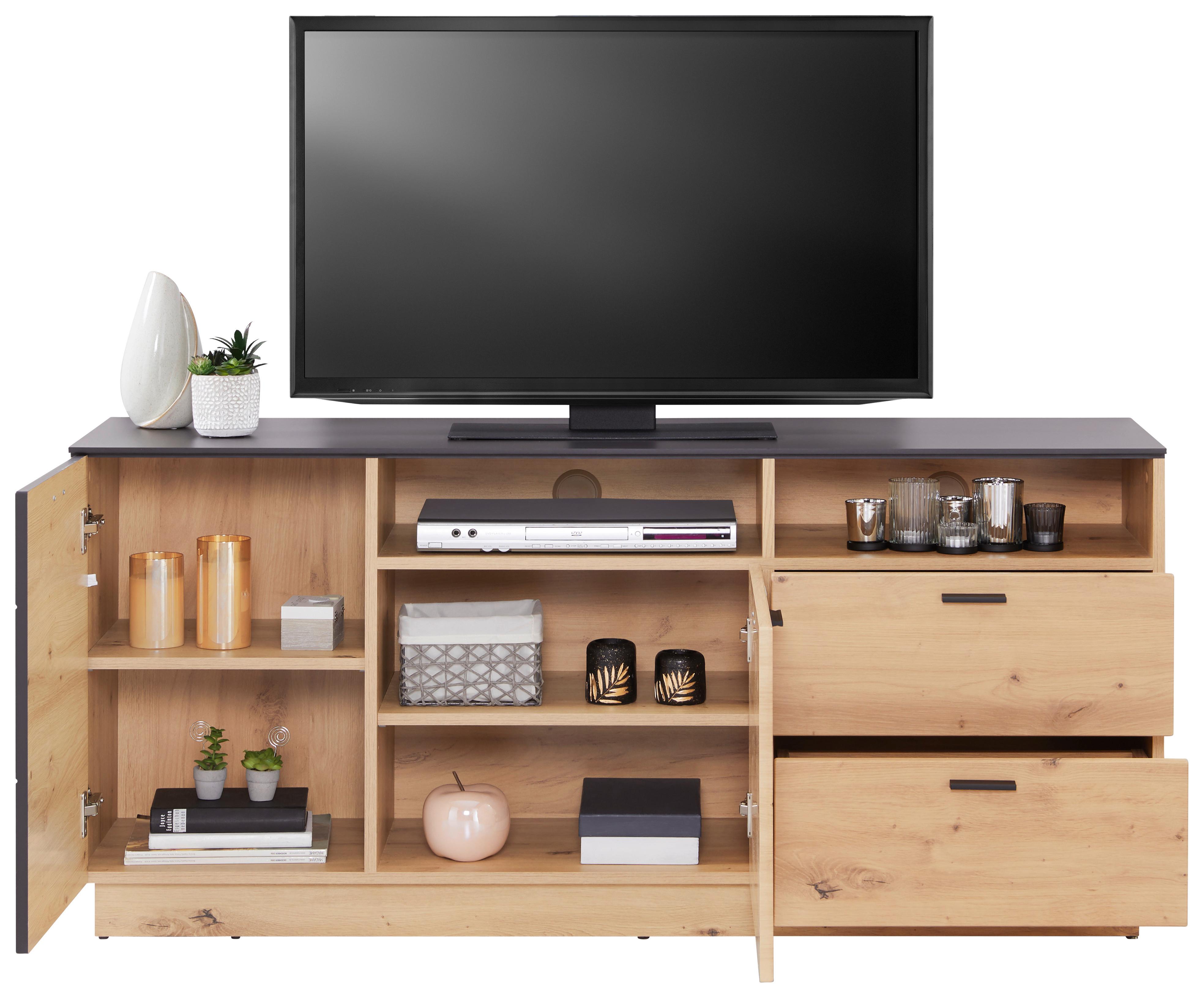 TV DIEL TONALE - čierna/sivá, Modern, kompozitné drevo/plast (146,8/68,6/40cm)
