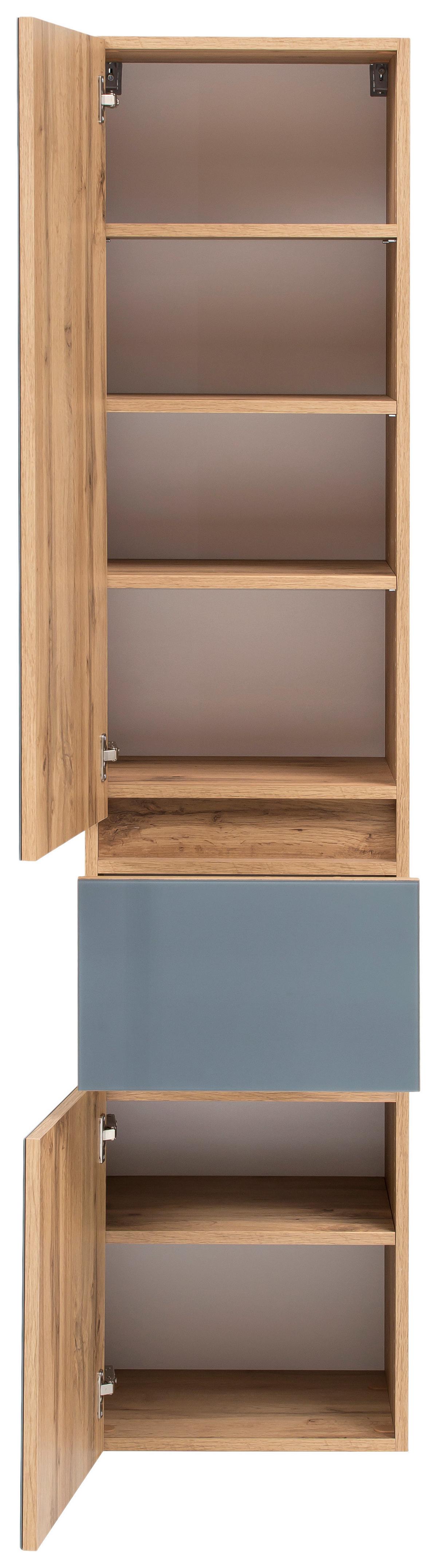 Badmöbel-Set 6--Teilig. inkl. LED Helsinki, Weiß/Eiche - Eichefarben/Grau, KONVENTIONELL, Glas/Holzwerkstoff (160cm) - Held