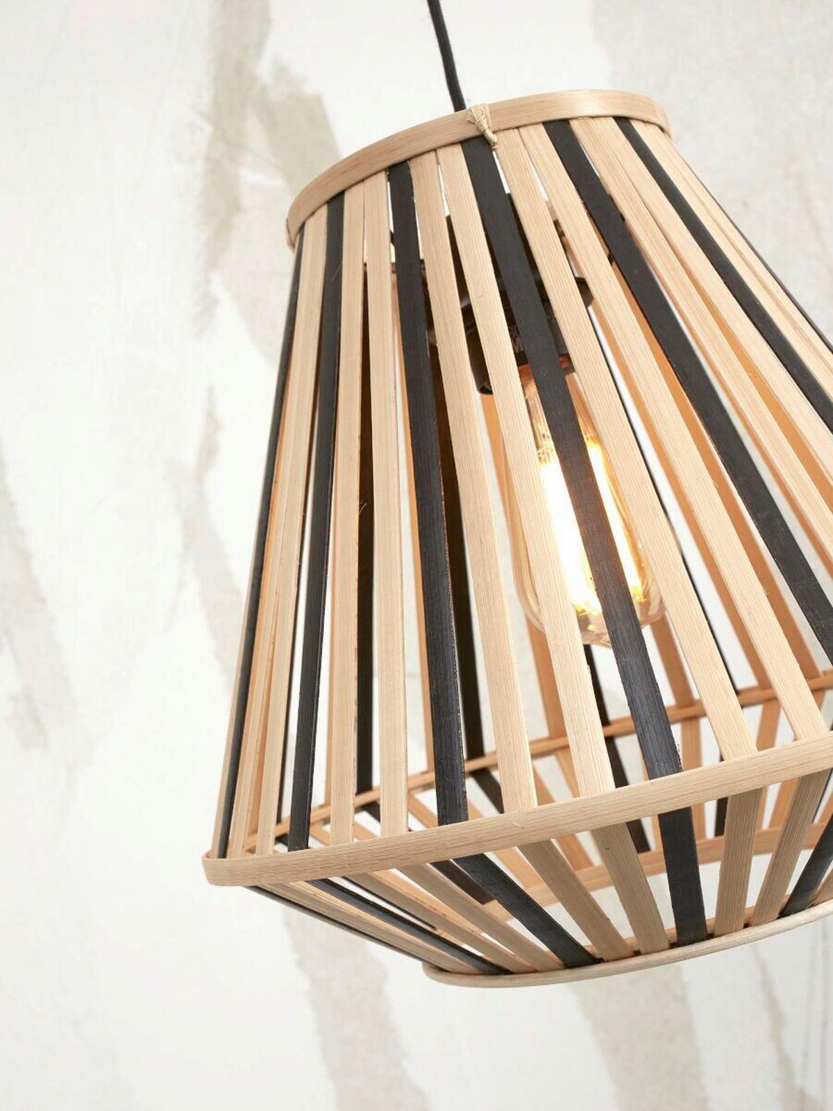 Hängeleuchte Merapi Naturfarben/Schwarz B: 30 cm - Schwarz/Naturfarben, Trend, Holz (30/30/30cm) - Good & Mojo