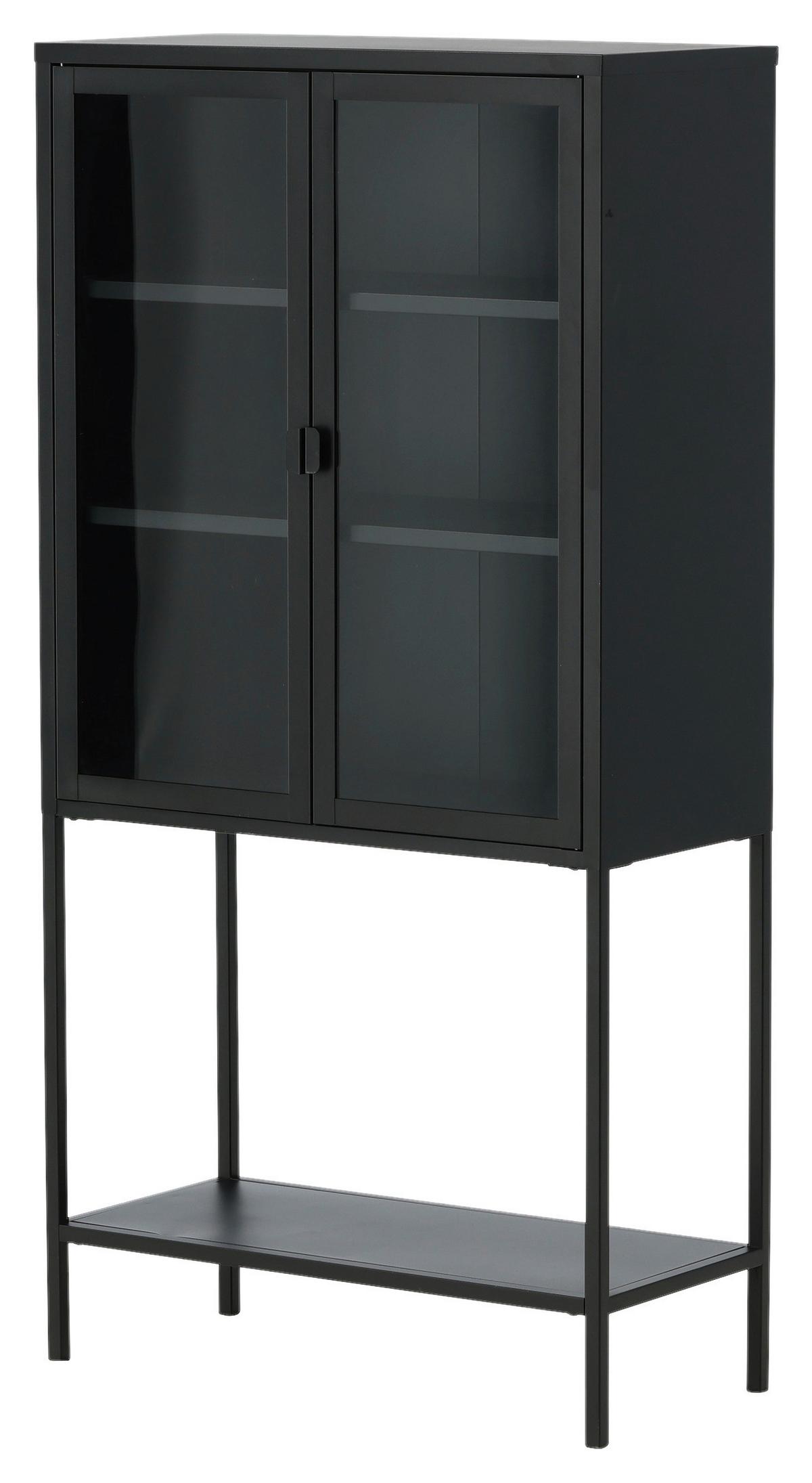 Vitrine Misha - Schwarz, Design, Metall (75/150/35cm) - Livetastic