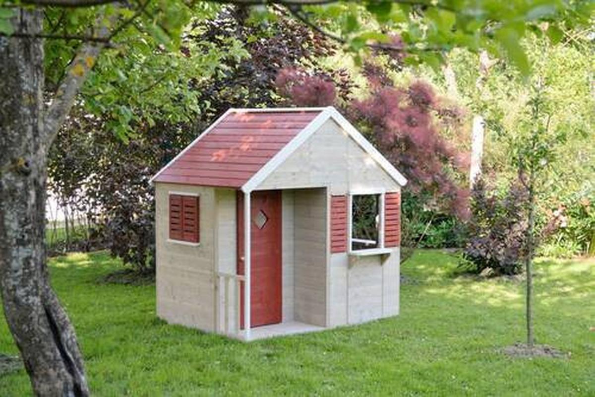 Spielhaus Krokodil Naturfarben/Rot, B: 155 cm - Rot/Naturfarben, KONVENTIONELL, Holz (155/168/120cm)