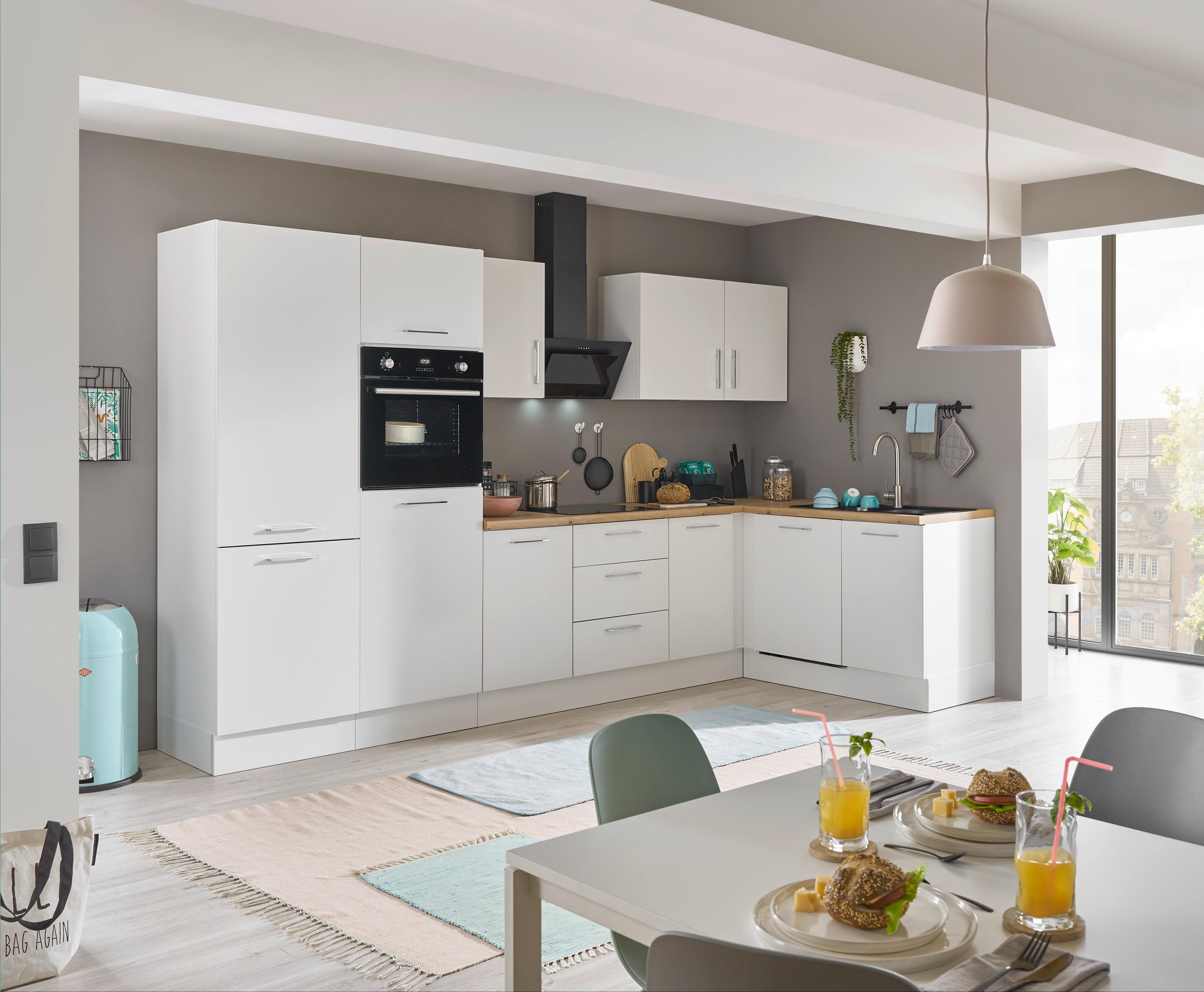 Eckküche Turin Weiß/eiche Dekor 340x175 Cm - Weiß/Eiche Artisan, Basics, Holzwerkstoff (340/175cm) - MID.YOU