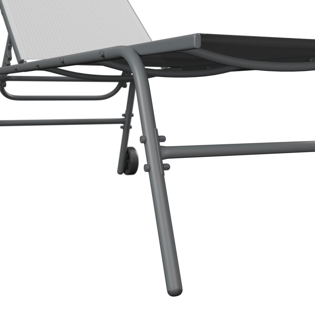 Sonnenliege Sevilla - Dunkelgrau/Hellgrau, MODERN, Textil/Metall (195/63/45cm) - Beldano