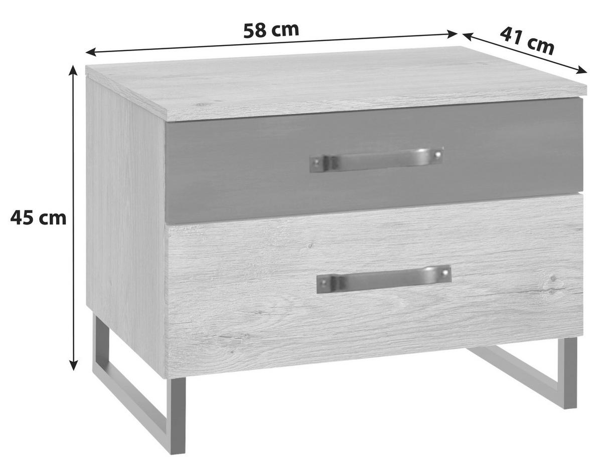 Nočný stolík Detroit šírka 58cm - grafitová/farba duba, Basics, kov/kompozitné drevo (58/45/41cm) - MID.YOU