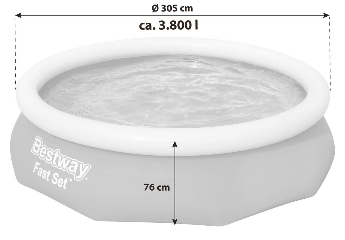 Schwimmbecken Rund Pascha mit Pumpe Ø 305 cm - Blau, Kunststoff (305/76cm) - Bestway
