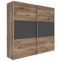 Schwebetürenschrank 218 cm Saturn Weiß Dekor - Eiche dunkel/Eichefarben, KONVENTIONELL, Holzwerkstoff (218/210/59cm)