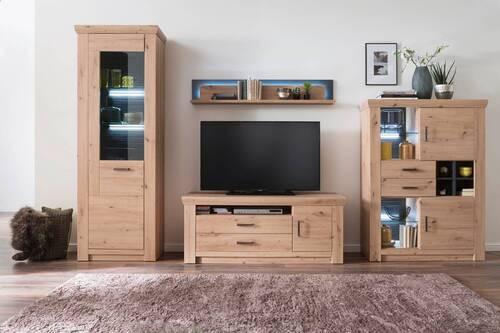 Wandboard Meran B: 139 cm Anthrazit/Eichefarben - Eichefarben/Anthrazit, Design, Holzwerkstoff (139/24/20cm) - Livetastic