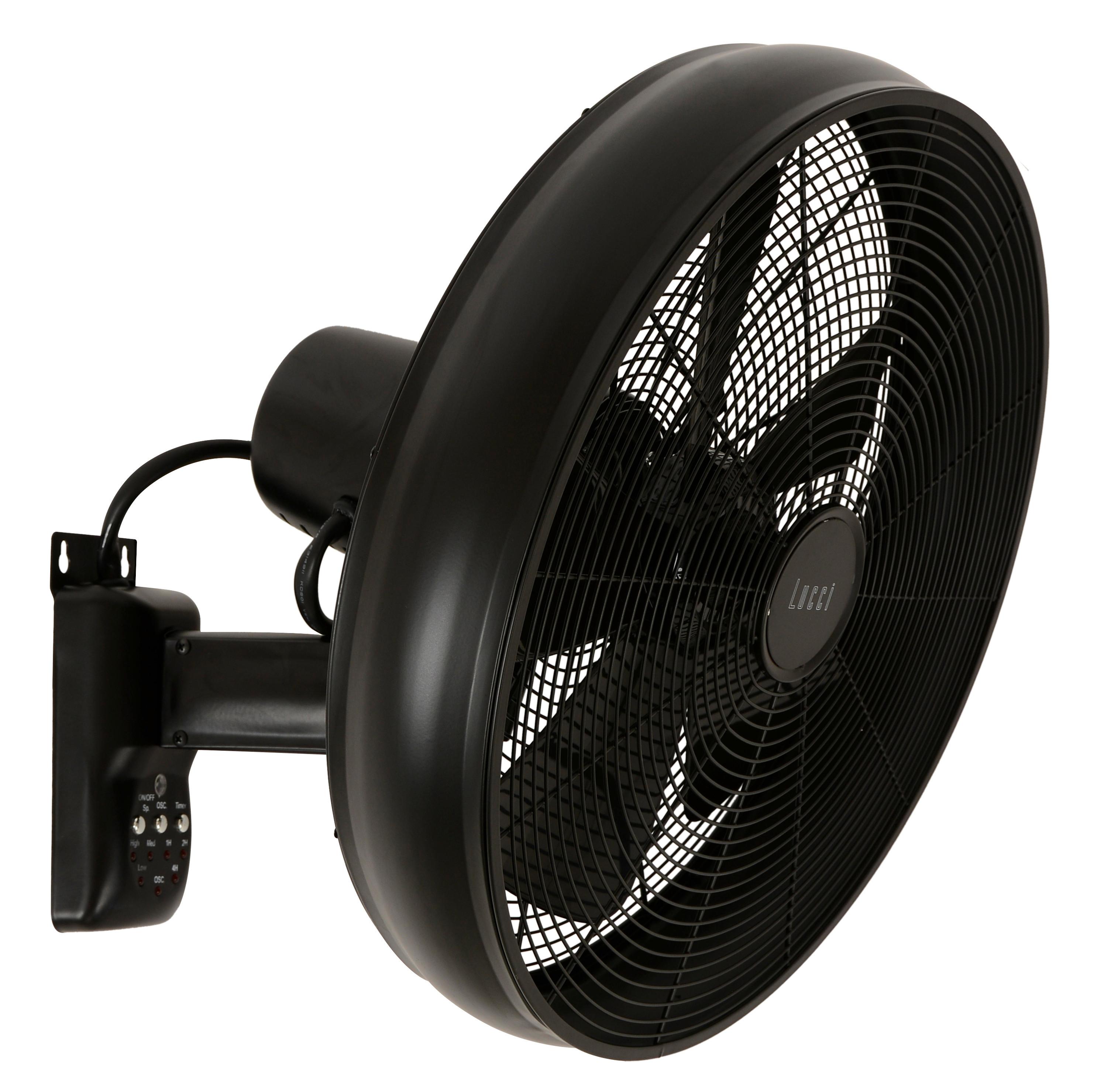Wandventilator Wall Fan 5- Flügel inkl. Fernbedienung - Schwarz, Basics, Kunststoff/Metall (46/46/40cm) - P & B