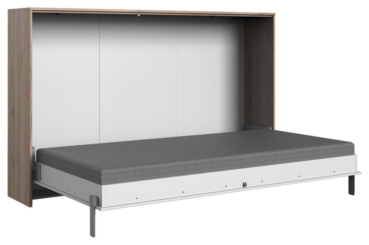 Schrankbett Mit Lattenrost 120x200 Juist Weiß/ Eiche - Eichefarben/Weiß, KONVENTIONELL, Holz/Holzwerkstoff (120/200cm) - MID.YOU