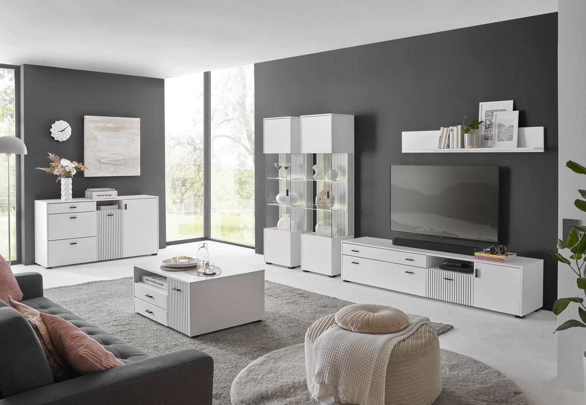 Sideboard Hudson Schwarz/Weiß B: 150 cm - Schwarz/Weiß, Design, Holzwerkstoff (150/80/42cm) - MID.YOU