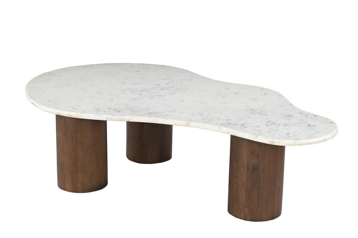 COUCHTISCH Braun/Weiß B: 135cm - Braun/Weiß, Design, Holz/Stein (135/80/40cm) - MID.YOU