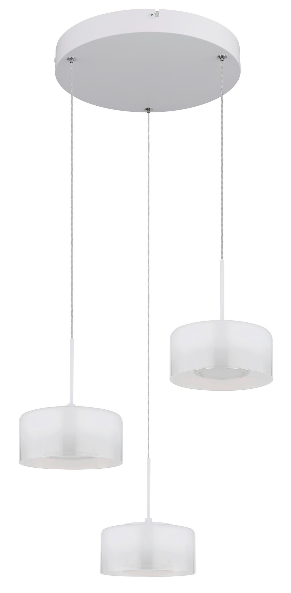 LED-Hängeleuchte Belinda Klar Opal Weiß D: 40 cm - Klar/Opal, Design, Glas/Kunststoff (40/150cm) - Globo