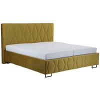 Čalúnená posteľ ATESSA 160x200 cm, kari žltá - Modern, drevo/textil (160/200cm)