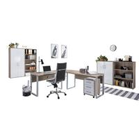 Büro Office Edition Set Sonoma Eiche Dekor/weiß - Weiß Hochglanz/Sonoma Eiche, MODERN, Holzwerkstoff - MID.YOU