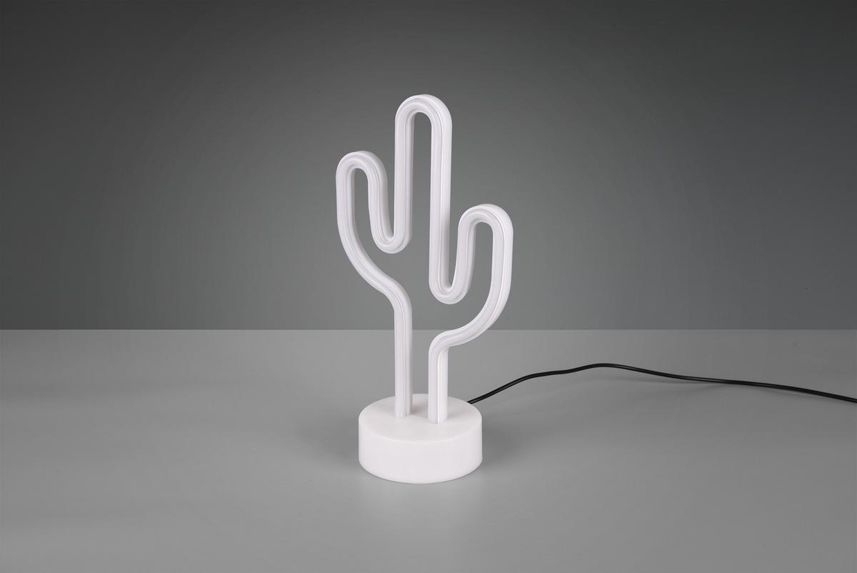 Akku-tischleuchte Cactus Weiß B: 8,5 Cm - Weiß, Trend, Kunststoff (14,3/8,5/29,6cm)