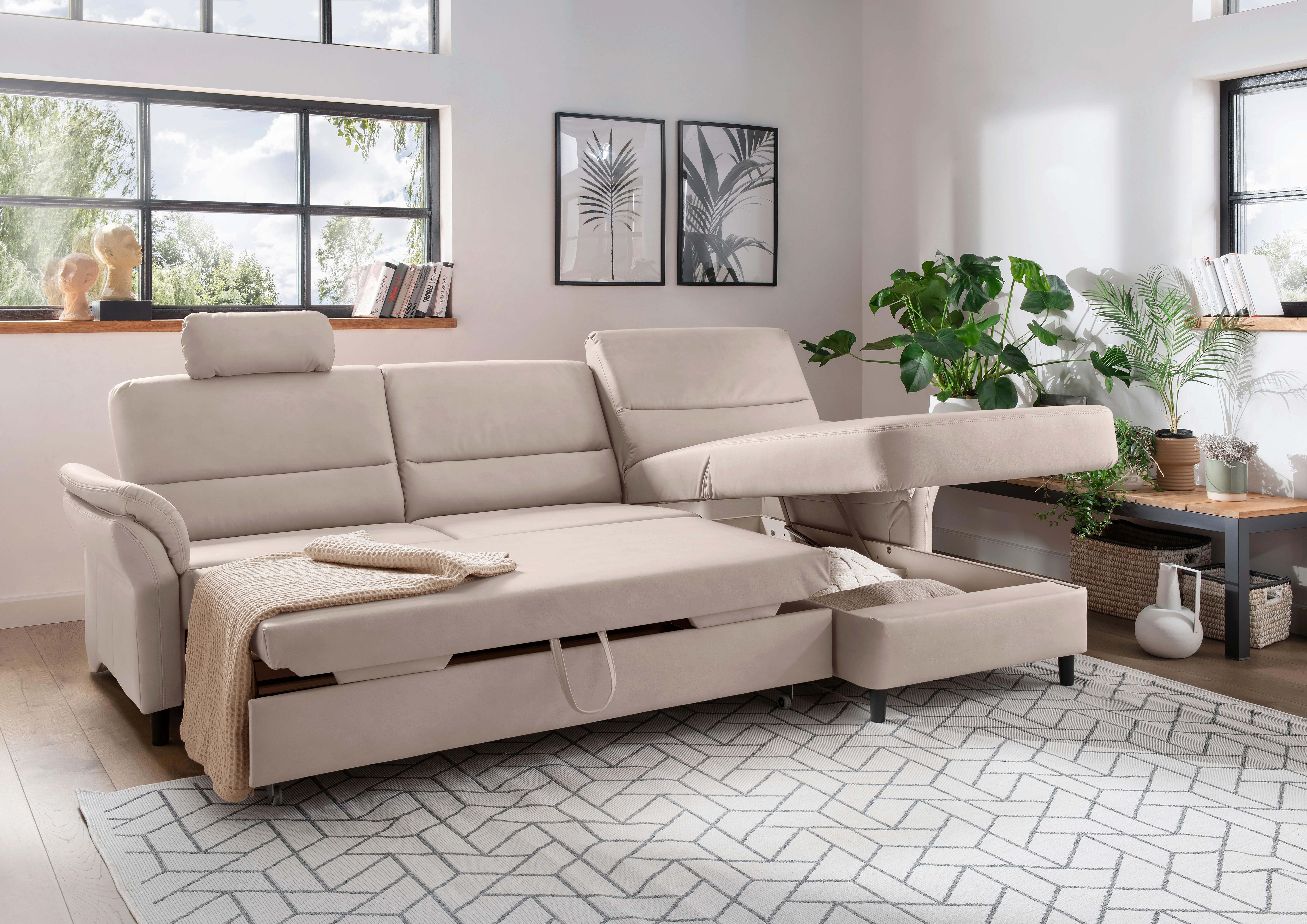 Ecksofa Cavoli, Beige S: 279x176 cm - Beige/Schwarz, MODERN, Textil (279/176cm) - Livetastic