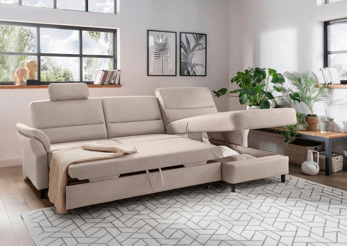 Ecksofa Cavoli, Beige S: 279x176 cm - Beige/Schwarz, MODERN, Textil (279/176cm) - Livetastic