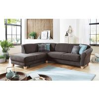 Ecksofa Gotland dunkelbraun, 212x257 cm - Dunkelbraun/Naturfarben, KONVENTIONELL, Textil (212/257cm) - Sit & More