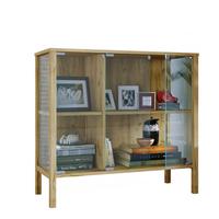 SIDEBOARD Jensol, Honigeiche B: 87 cm - Honigeiche/Klar, Design, Glas/Holzwerkstoff (87/80/35cm) - Livetastic