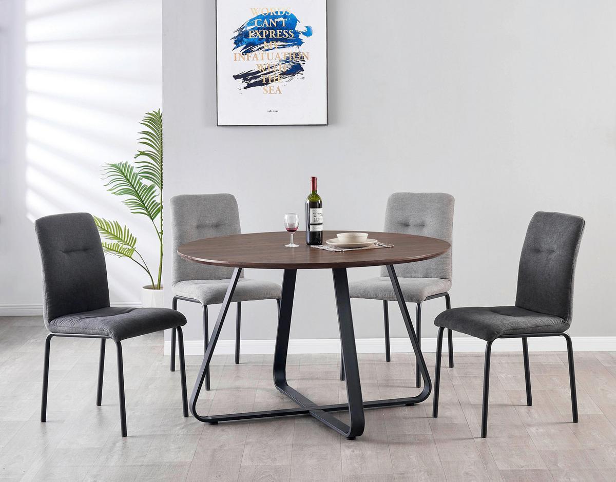 Stuhl-set Hellgrau, B: 44,5cm - Hellgrau/Schwarz, Design, Textil/Metall (44,5/87/55,5cm) - Livetastic