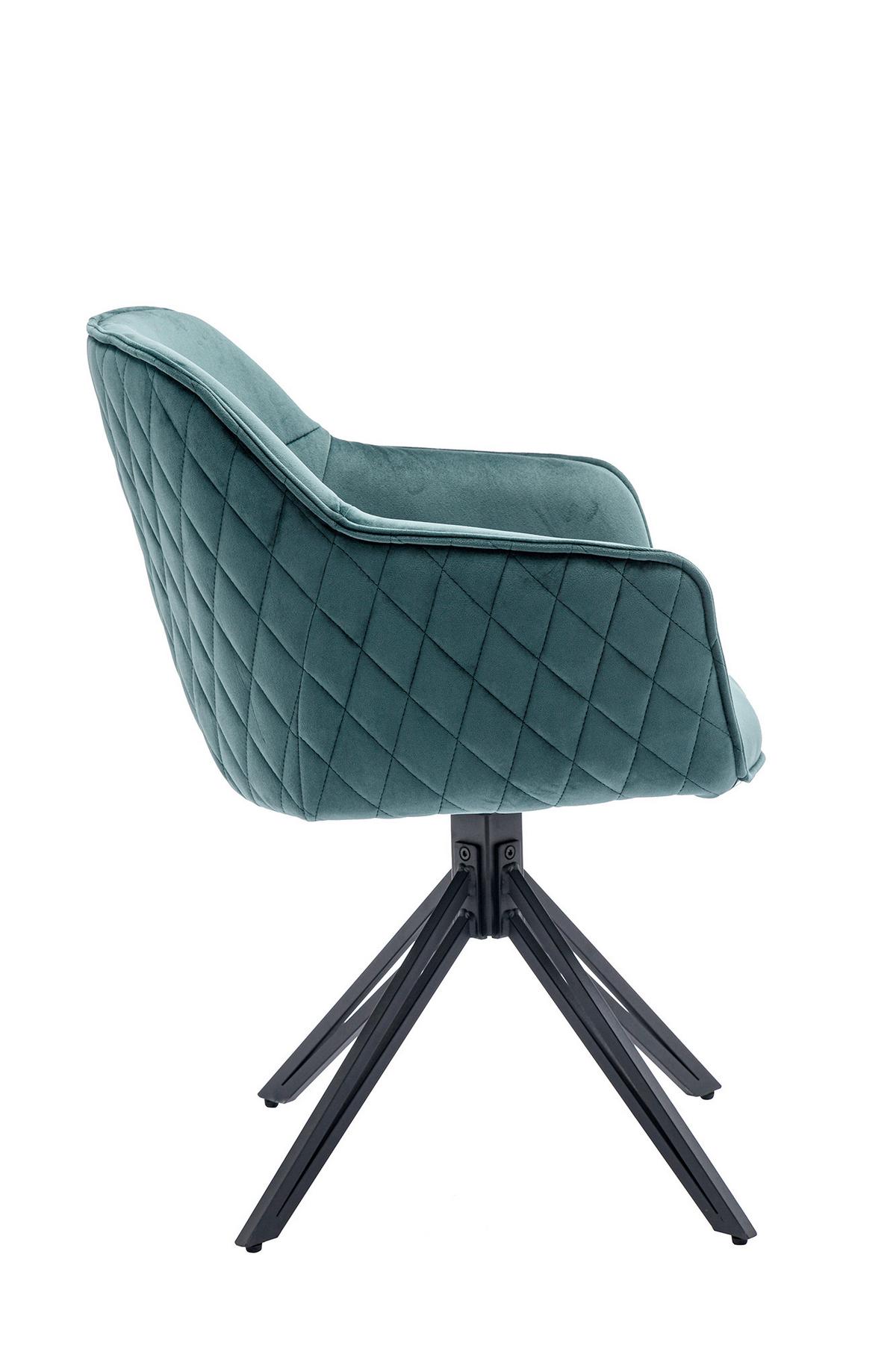 Armlehnstuhl Grün B: 59 cm - Schwarz/Grün, MODERN, Textil/Metall (59/83/60cm) - Livetastic