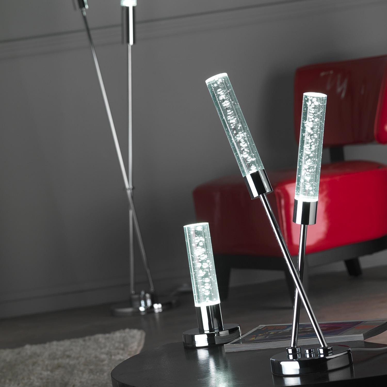 LED-Tischleuchte Chromfarben Weiß  L: 12 cm - Chromfarben/Weiß, Design, Kunststoff/Metall (12/12/24cm)