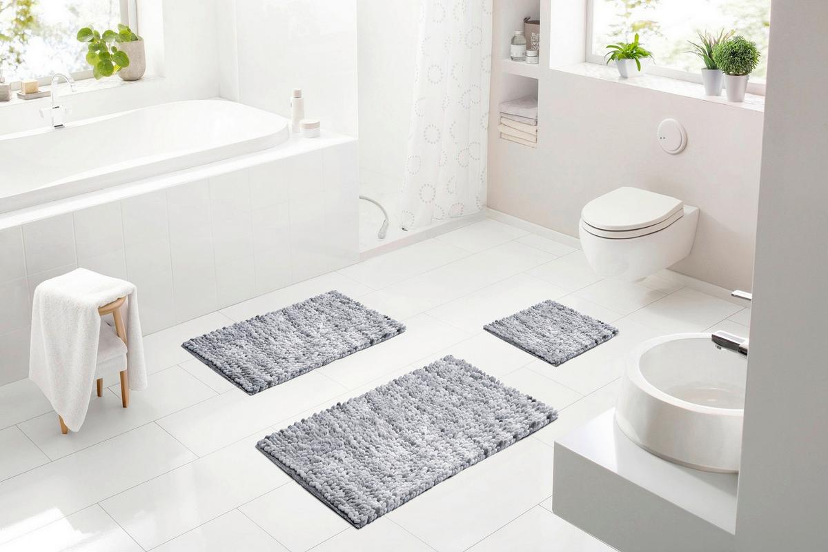 BADEMATTE PUNTO - Grau, KONVENTIONELL, Textil (60/100cm) - Grund