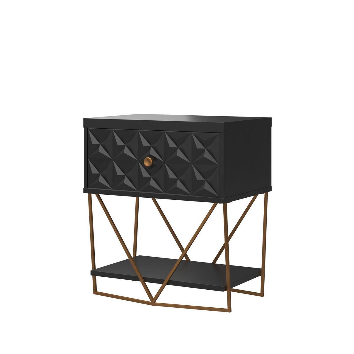 Beistelltisch Blair Schwarz L: 59 Cm - Goldfarben/Schwarz, Design, Holzwerkstoff/Metall (59/42/68cm) - MID.YOU