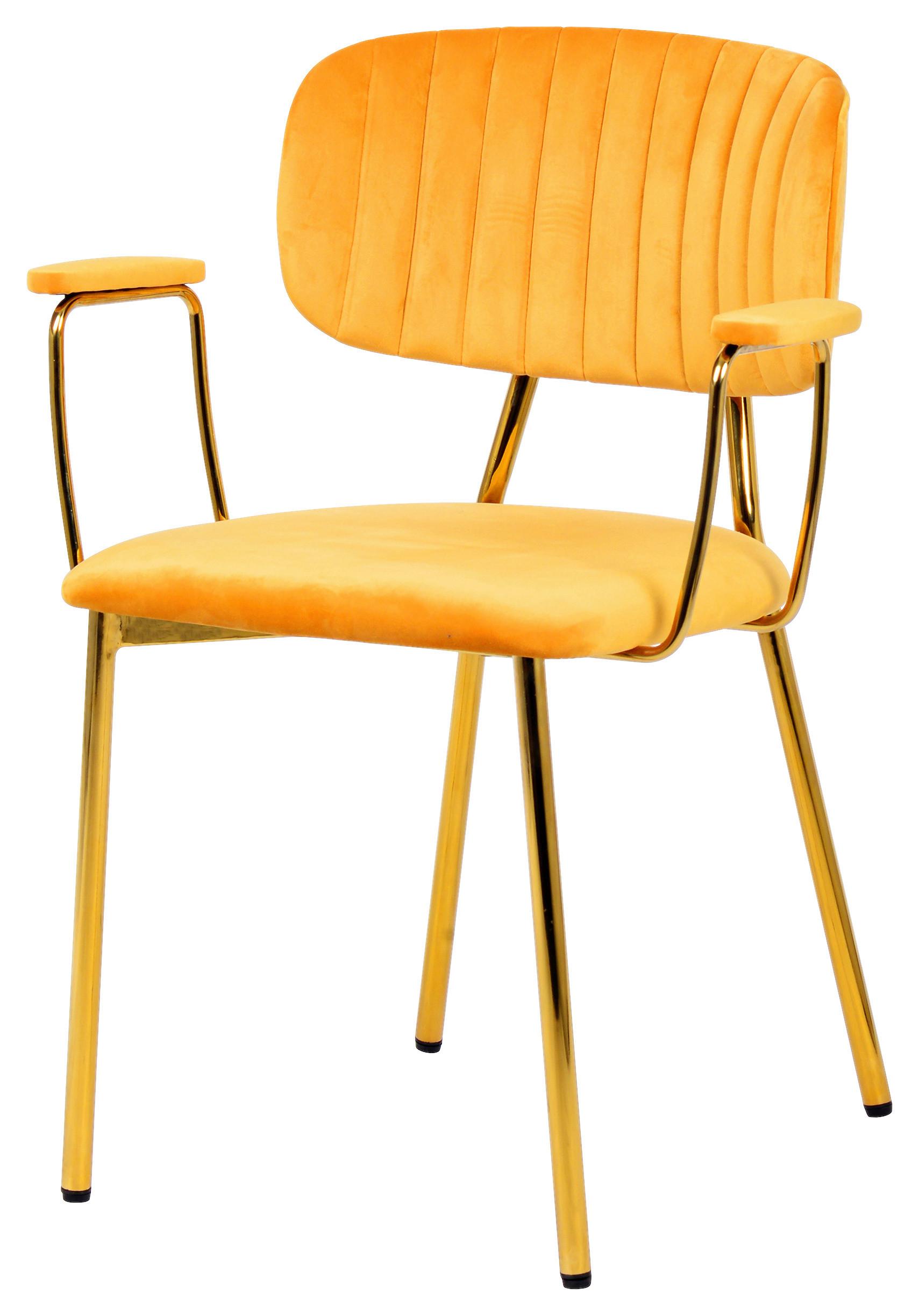 Stuhl-Set Giselle 225 Hellorange - Goldfarben/Orange, Design, Kunststoff/Metall (63/80/51cm) - Kayoom