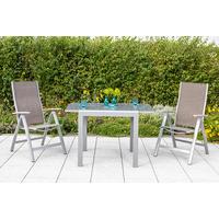 Gartenklappsessel-Set verstellbar Metall/Textil - Taupe/Silberfarben, KONVENTIONELL, Textil/Metall (60/108/70cm) - Gardenson