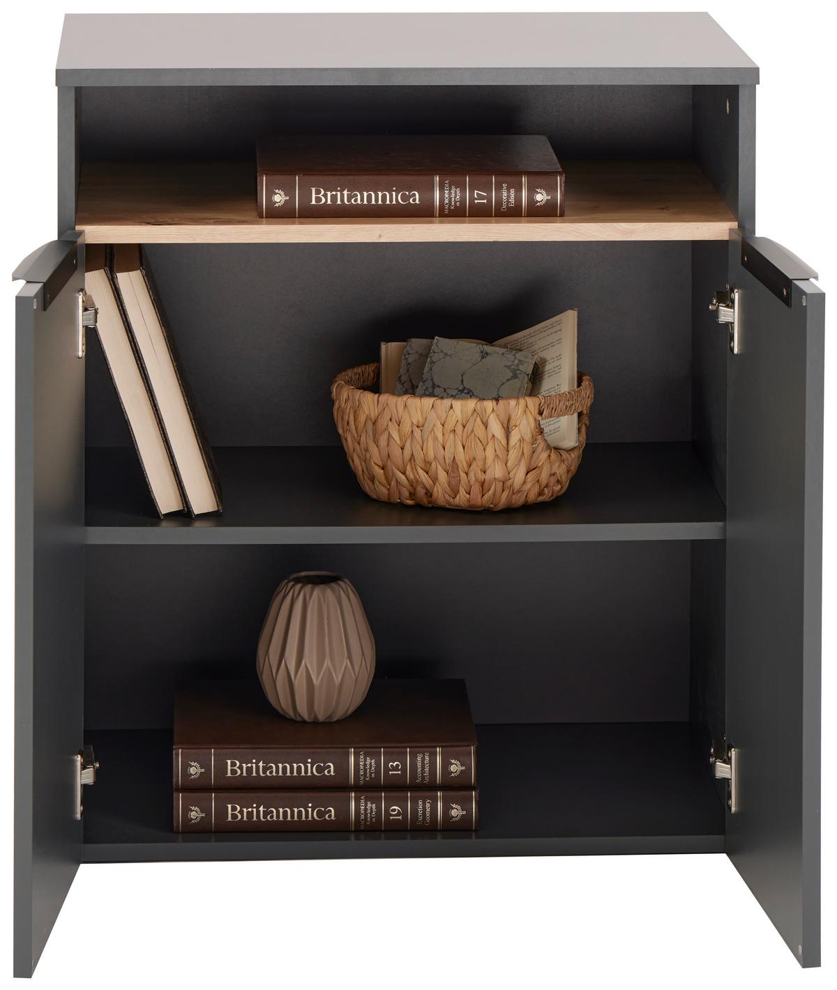 Aktenschrank Carlos 2-Türig Eiche Artisan, B: 64,5 cm - Anthrazit/Eiche Artisan, Trend, Holzwerkstoff (64,5/74,2/40cm)
