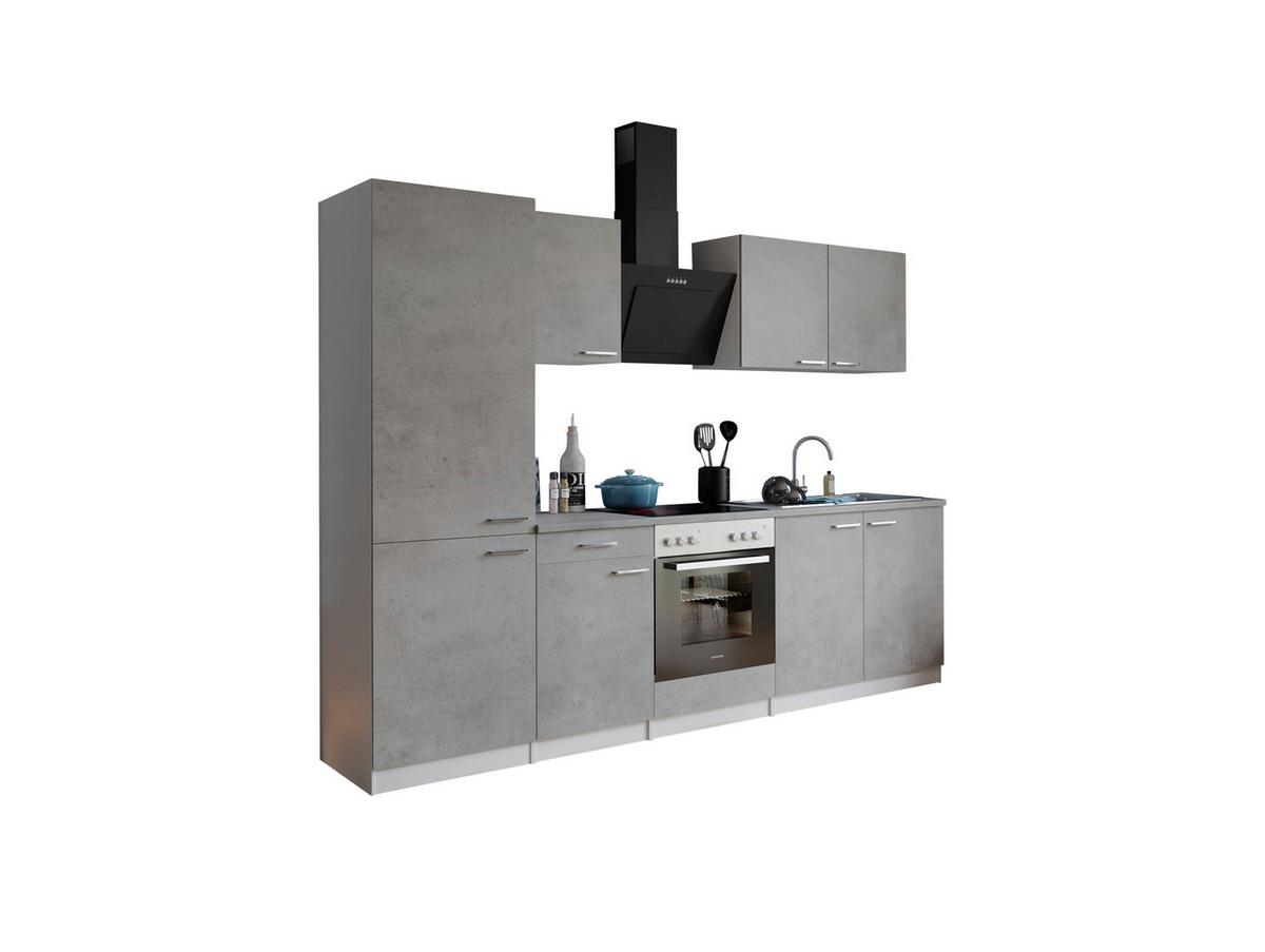 Küchenblock Malia B: 270 Cm Grau, Mit Geräte - Weiß/Grau, Basics, Holzwerkstoff (270cm) - Respekta