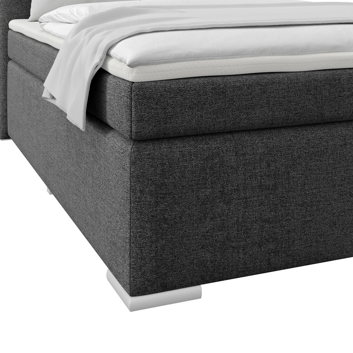 Boxpringbett Mira I Nordic, Lf: 140x200 cm - Alufarben/Graphitfarben, Basics, Textil (140/200cm)